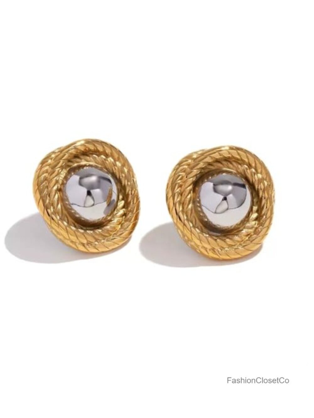 Two Tone Stud Earrings 316L Stainless Steel Starfish Knot Square Floral